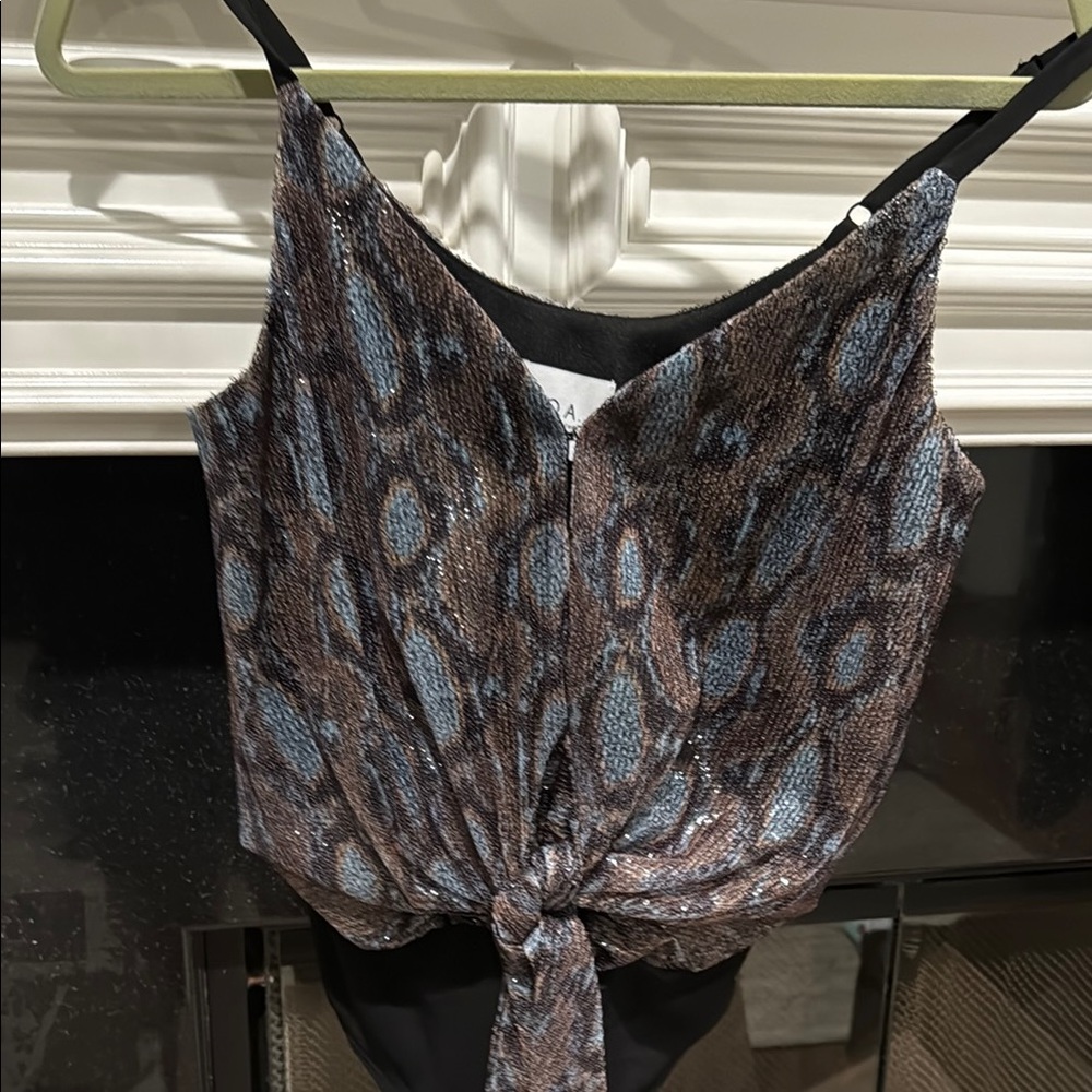 Sequin Tie-Front Top